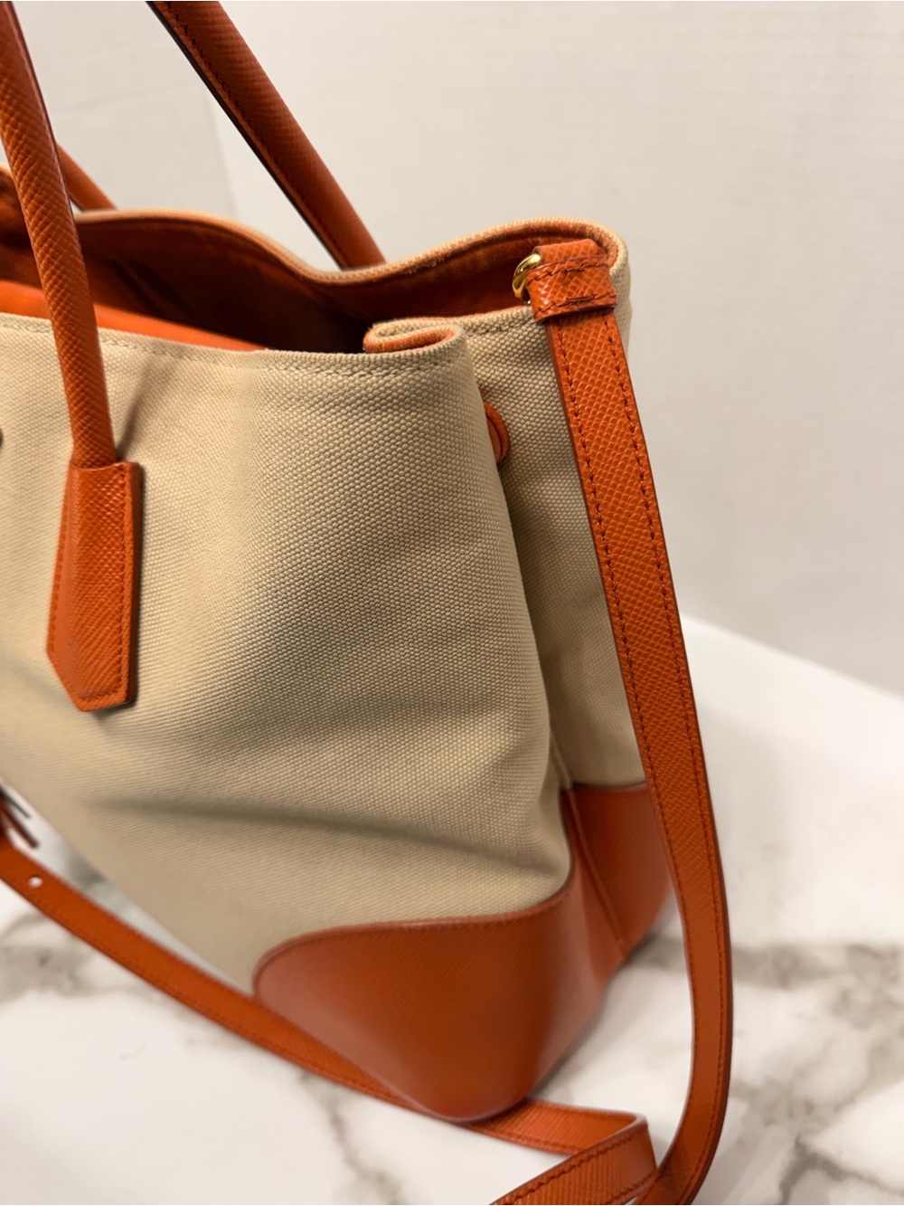 Prada Cuir Double Tote Canvas and Saffiano Leather - Picture 6 of 14
